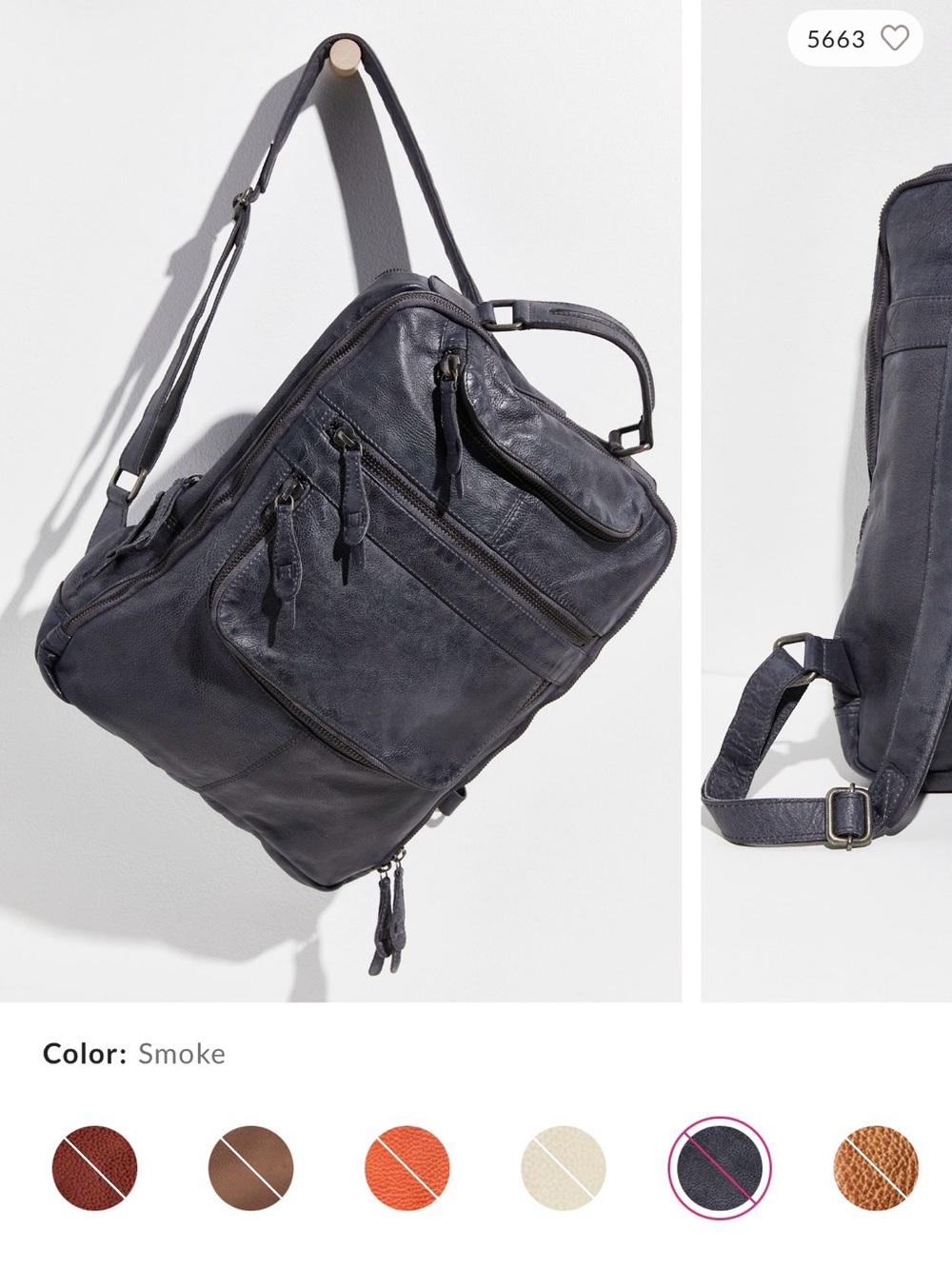 Free People Smoke Leather East End Backpack